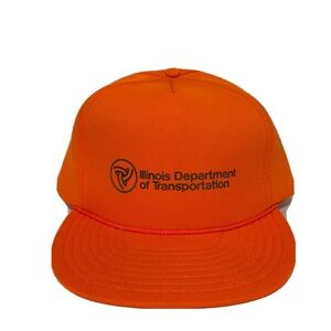 New Vintage ILLINOIS DEPARTMENT OF TRANSPORTATION Orange Snapback Trucker Hat